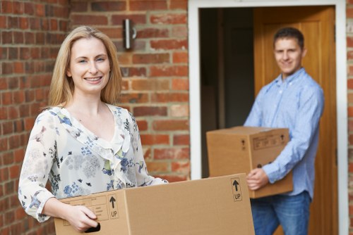 Packed household items ready for local removals in Kensington