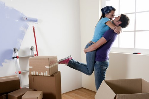 Packed moving boxes prepared for a Kensington home relocation