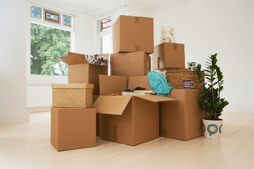 Packed boxes and furniture ready for removals in Kensington